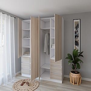 Dulap Smartex N17 200 cm Alb / Stejar Deschis