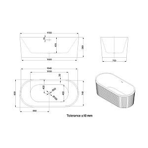 Cadă de baie Invena Glamour Trend AN-01-140-KPL