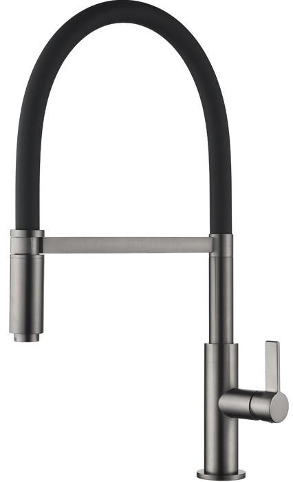 Robinet bucatarie Helika 7003-T Graphite+black silicon hose