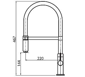 Robinet bucatarie Helika 7003-T Graphite+black silicon hose