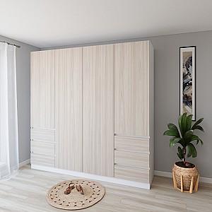 Dulap Smartex N17 220 cm Alb / Stejar Deschis