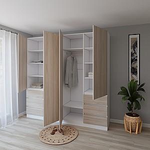 Dulap Smartex N17 220 cm Alb / Stejar Deschis