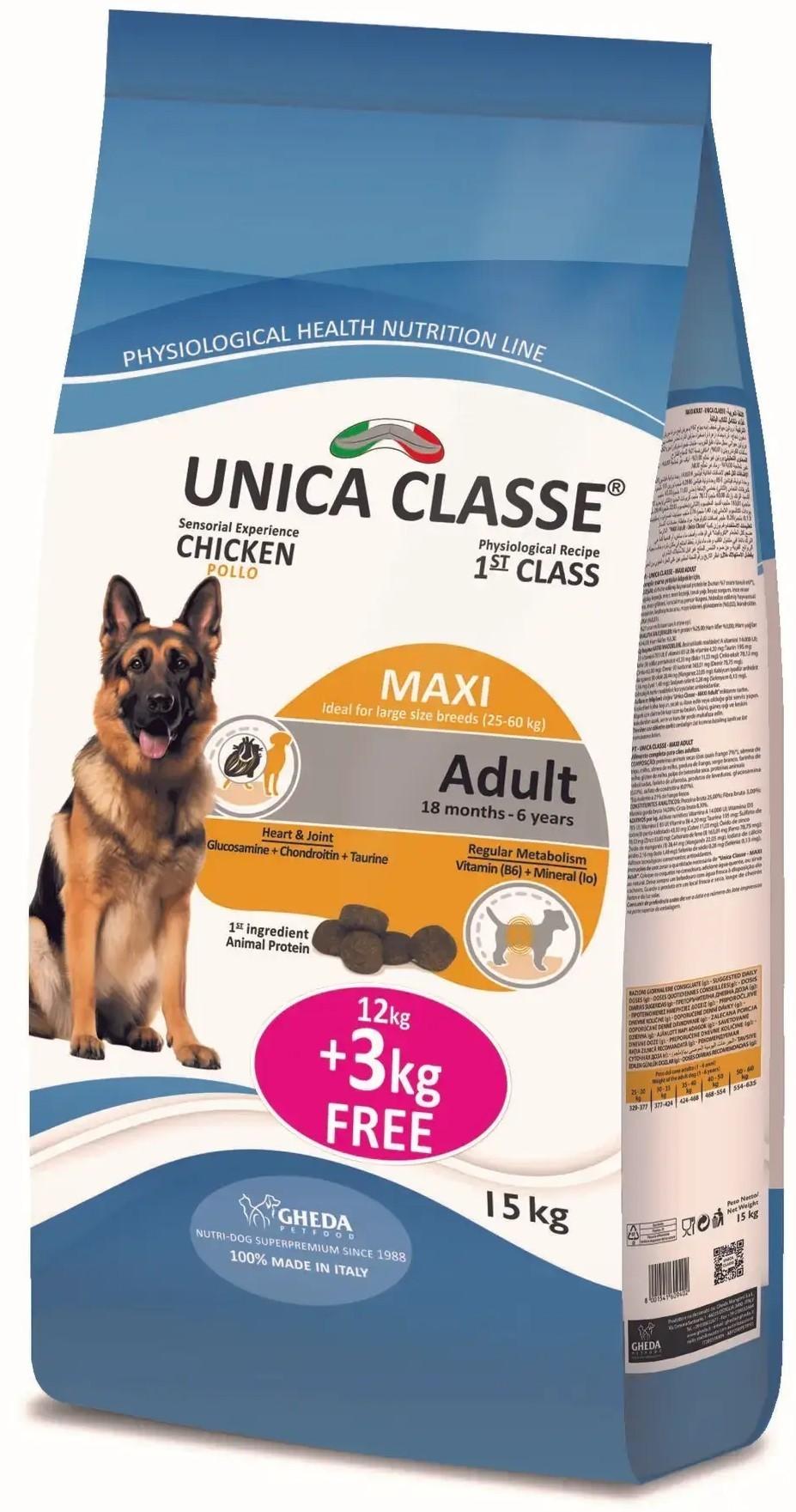 Hrana uscata pentru caini Gheda Unica Classe Maxi Adult Chicken 15kg