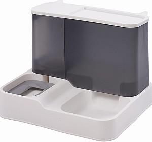 Dozator de mancare caine si miti Jumi 2 in 1 22x30x24 cm Gri