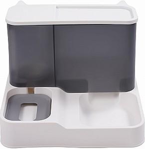 Dozator de mancare caine si miti Jumi 2 in 1 22x30x24 cm Gri