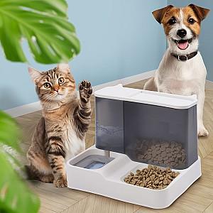 Dozator de mancare caine si miti Jumi 2 in 1 22x30x24 cm Gri