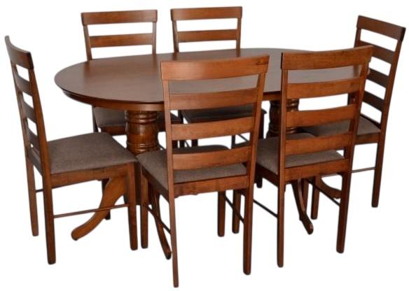 Set de masa si scaune Evelin HV-24V Burnish Oak + 6 scaune GLORIA Burnish Oak / Ekea12 Dark Brown