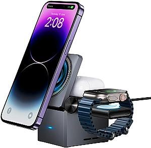 Incarcator telefon HOCO CQ8 Folding 3-in-1 Metal Gray