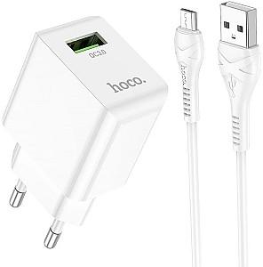 Incarcator telefon HOCO C98A Proton + Cable Micro White