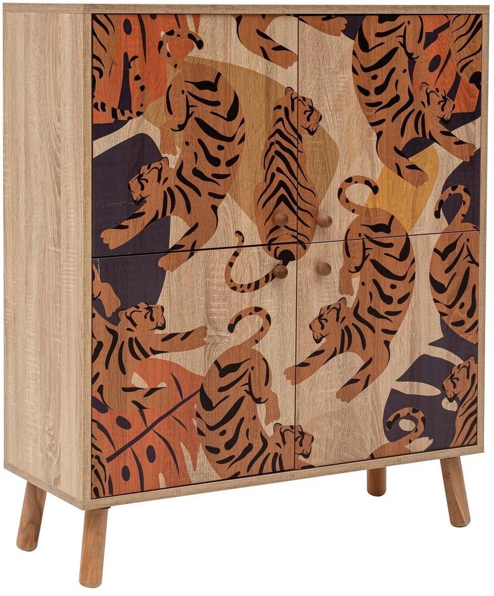 Comoda Trendy Multilux Tigris Sonoma/Portocale/Rosu Claret