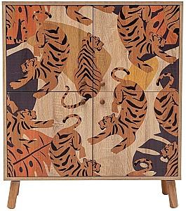 Comoda Trendy Multilux Tigris Sonoma/Portocale/Rosu Claret
