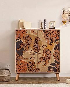 Comoda Trendy Multilux Tigris Sonoma/Portocale/Rosu Claret