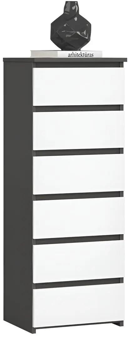 Comoda Akord CL6 6SZ Gri Grafit/Alb