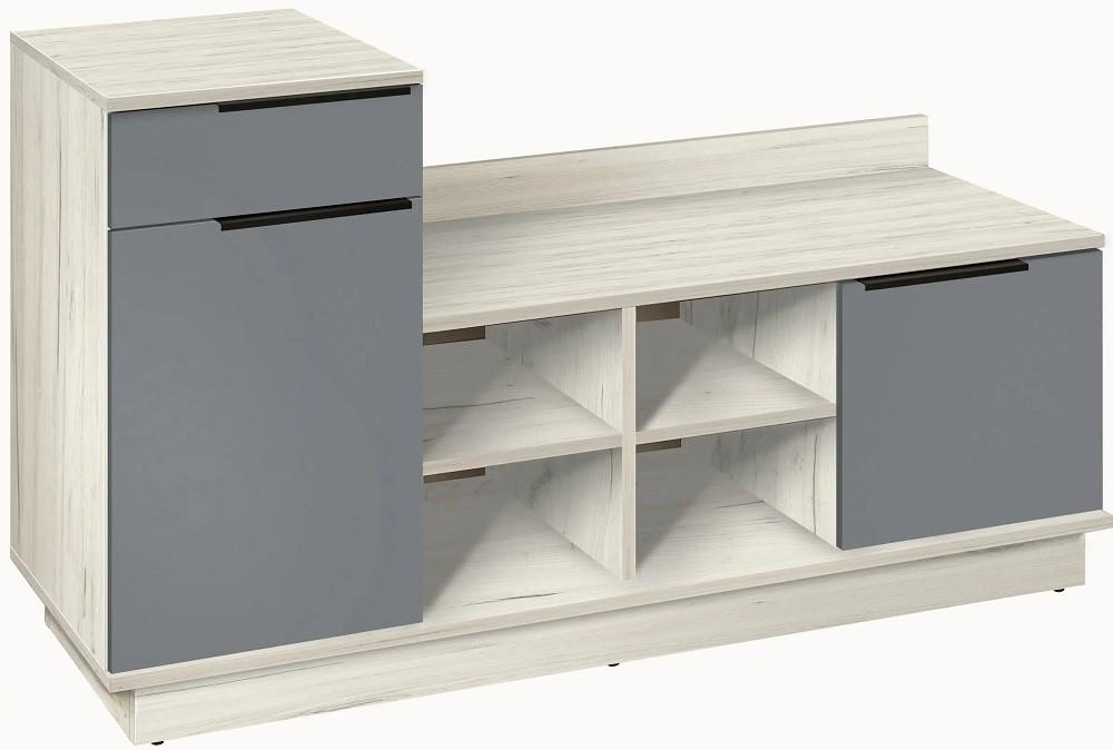 Dulap pentru incaltaminte Modern Visit New 122cm Stejar Craft Alb/Gri Ardezie