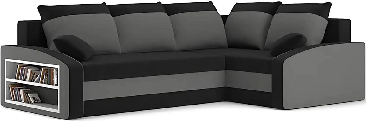 Canapea coltar Magnifico Meble Grande Left Shelf Bonell Mikrofaza 15/Mikrofaza 27 Right Negru/Gri