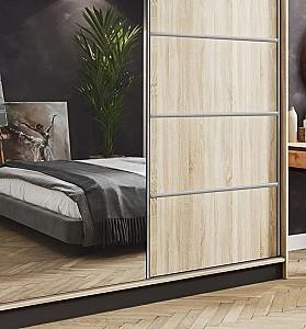 Dulap-cupe Prime Furniture Amo 200x200x62 Stejar Sonoma (Bej)/Negru/Argintiu