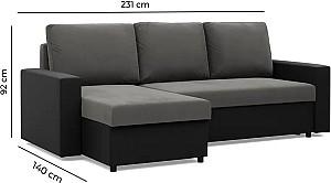 Canapea coltar Magnifico Meble Luna LL Lawa 17/Real 11 Right Gri inchis/Negru