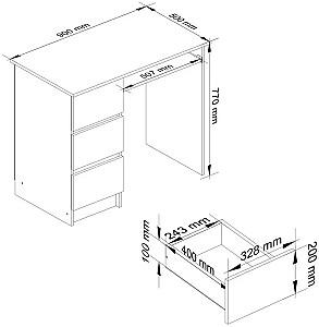 Masa pentru calculator Akord A-6 90cm Left Stejar Sonoma (Bej)/Alb