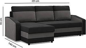 Canapea coltar Magnifico Meble Orion LL Bonell Mikrofaza 27/Mikrofaza 15 Right Gri/Negru