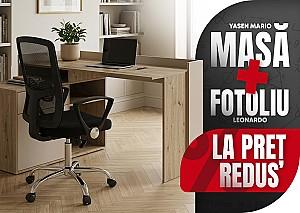 Masa de birou Yasen Mario Stejar Artisan / Cașemir + Fotoliu Leonardo