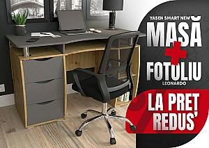 Masa de birou Yasen Smart NEW Stejar Artizan / Grafit Gri + Fotoliu Leonardo