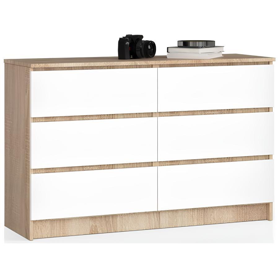 Comoda Akord K120 6SZ Sonoma Oak/White