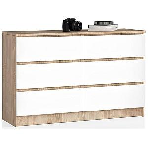 Comoda Akord K120 6SZ Sonoma Oak/White