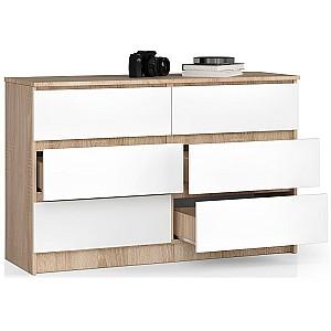 Comoda Akord K120 6SZ Sonoma Oak/White