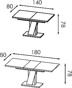 Masa Modern Slider 140/180x80x80 Gri stejar Artizanal/Gri Ardezie