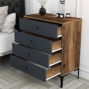 Comoda Mirage Meble Lizbon 536 Antracit (Gri)/Nuc (Maro)