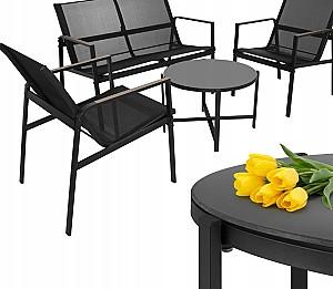 Set mobila de gradina Gardlov 27622 Negru/Lemn (Maro)