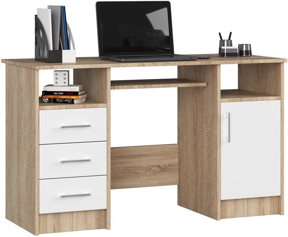 Masa pentru calculator Akord Ana 124cm Stejar Sonoma (Bej)/Alb