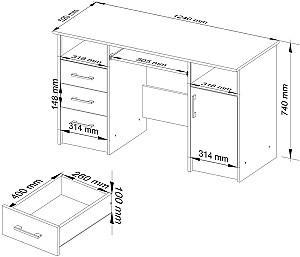 Masa pentru calculator Akord Ana 124cm Stejar Sonoma (Bej)/Alb