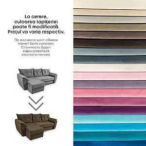 Canapea coltar Aurus Viva 256x150 cm (tick-tac) Bej / Maro