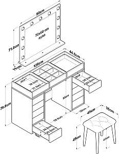 Masa de machiaj Mirage Meble BJ156 + taburet