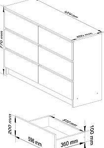 Comoda Akord K120 6SZ Stejar Artizanal (Bej)