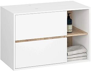 Set de mobila de baie Akord Vami cu orificii Alb/Stejar Sonoma (Bej)