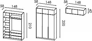 Dulap Modern Alex mezanin 150cm Stejar craft gri