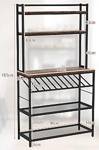 Etajera Costway KC53460CF Rustic Brown/Black