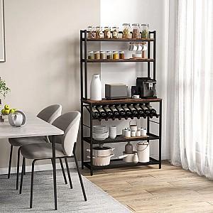 Etajera Costway KC53460CF Rustic Brown/Black