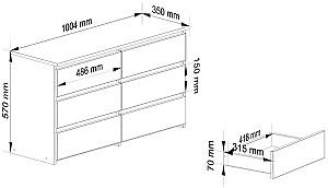 Comoda Akord CL 100 6S Beton (Gri)/Alb