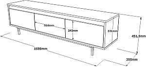 Tumba pentru televizor Mirage Design Luvio LV1-RL Concrete (Gri)/Larex Black
