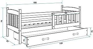 Pat copii BMS Group Kubus sertar/saltea 80x190 Pin (Bej)/Alb