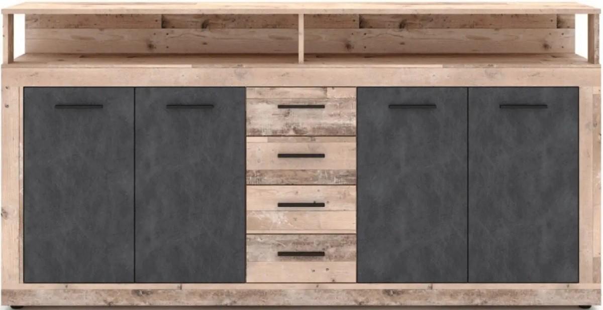 Comoda Mebel Elite Blago 190cm Stejar natural (Bej)/Negru