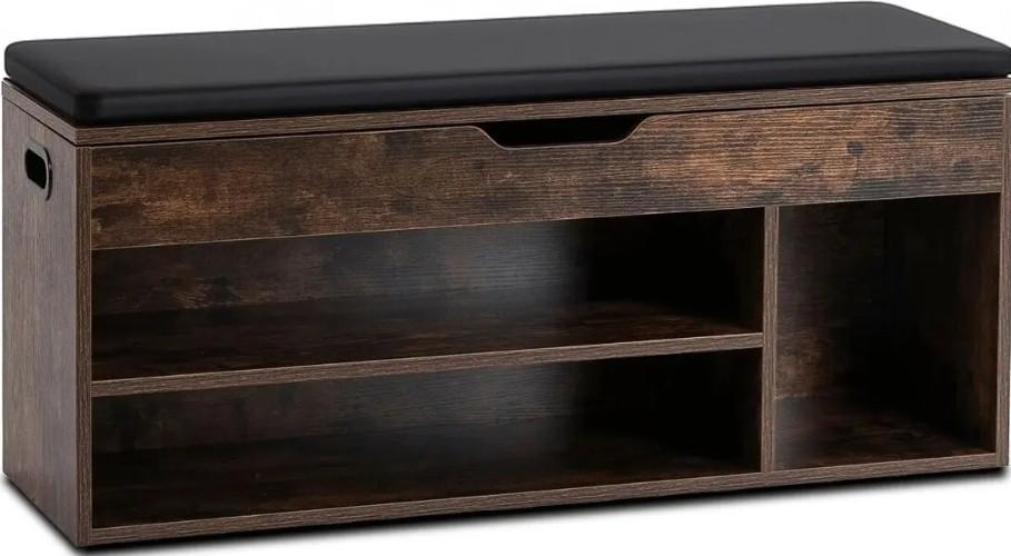 Raft pentru incaltaminte Mebel Elite Alec 100cm Stejar Rustic (Maro)/Negru