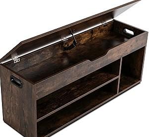 Raft pentru incaltaminte Mebel Elite Alec 100cm Stejar Rustic (Maro)/Negru