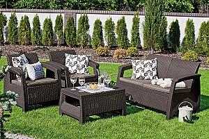 Set mobila de gradina Heniver Novara 2+1+1+T Maro