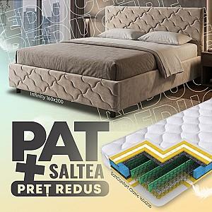 Pat VLM Infinity 160x200 Bej + Saltea Salt Confort Clasic 160x200
