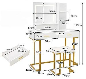 Masa de machiaj Costway HU10217DE-WH+