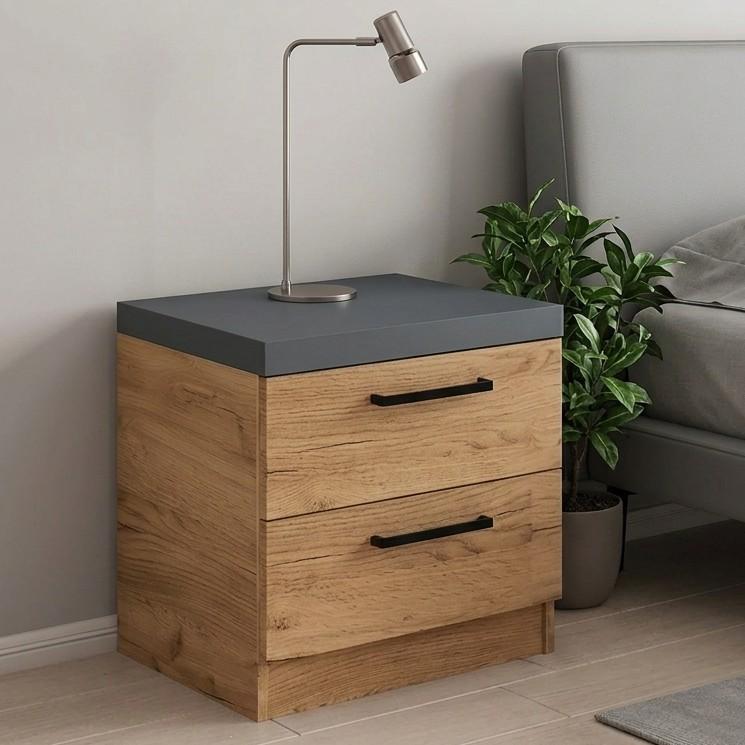 Noptiera PS TKrZ-50 Stejar Auriu / Grafit Gri